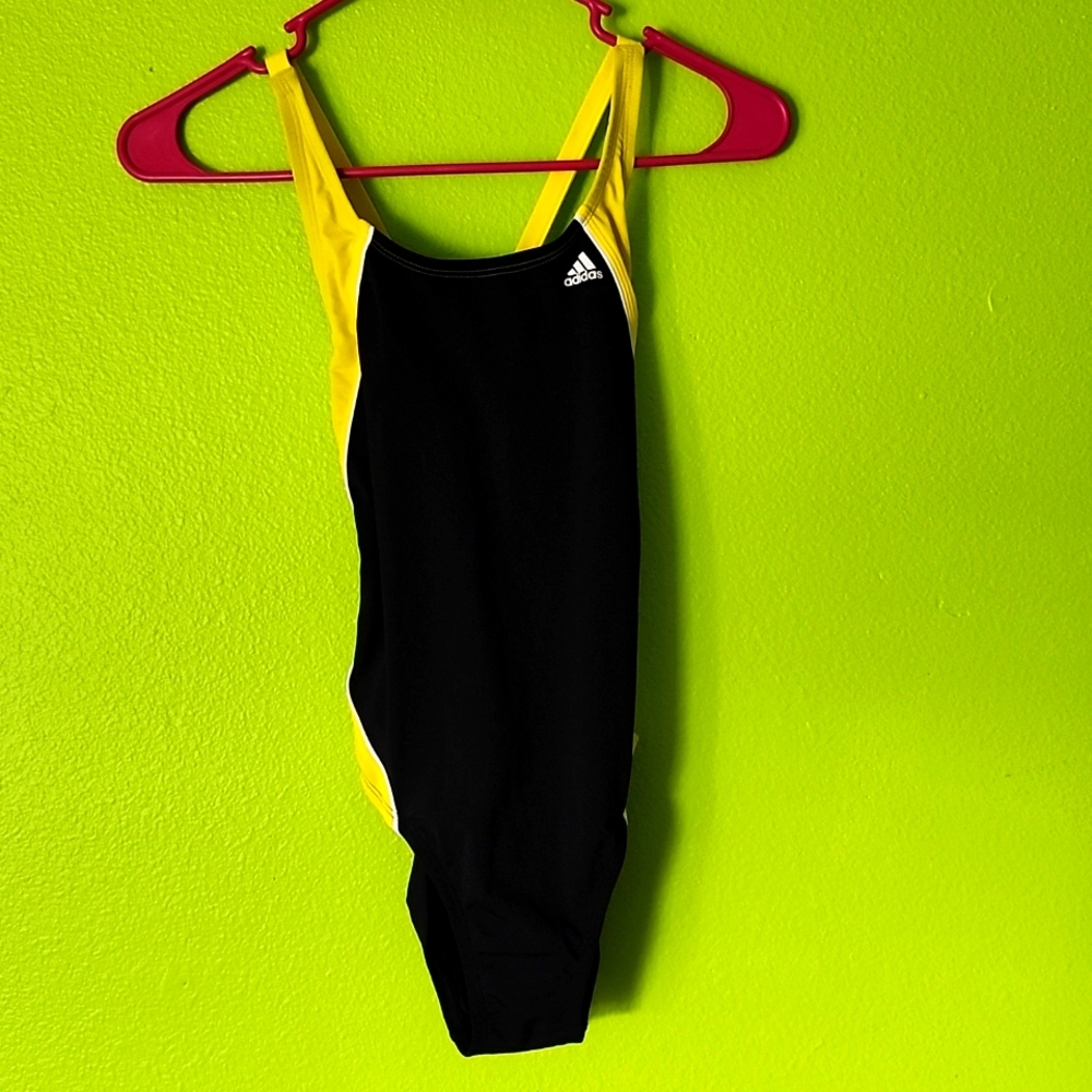 ADIDAS FLEX INFINITEX SPLICE CROSS BACK ONE PIECE SWIMSUIT BLACK SIZE 26 NEW